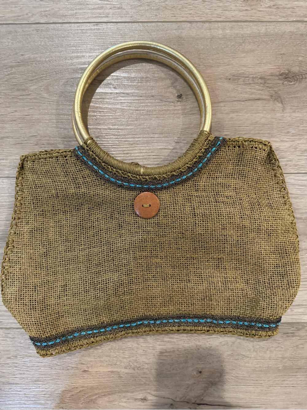 Woven jute fiber woven purse tote hobo handbag ring handle Summer boho beach